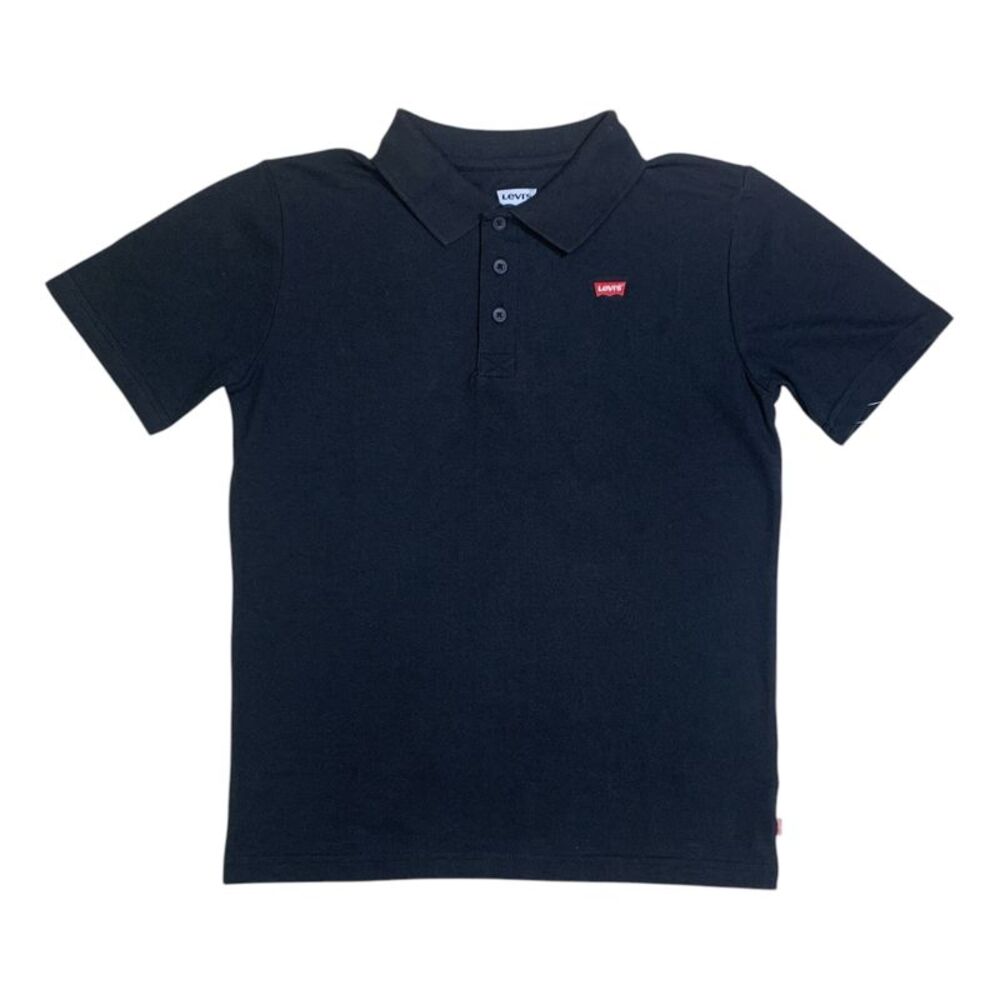 Levi's Boys Batwing Logo Collard Polo, Pique Knit Cotton Polyester Blend - Black